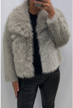 Furry/bont  jas met lange mouw Kaya ash (DZ10064)