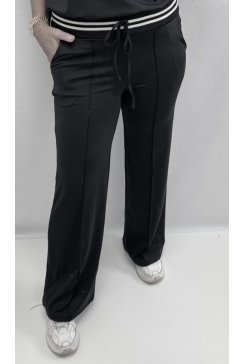 Travelstof broek met rechte broekspijp en bies Blizz  zwart  btsb