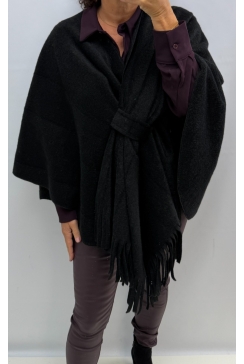 Poncho met franjes Miep zwart