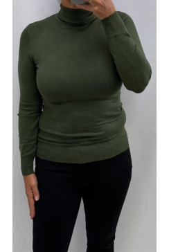 Basic coll trui met lange mouw army