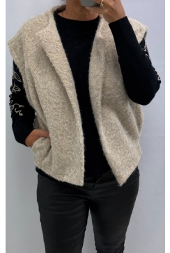 Mouwloos gilet curly Freekje beige