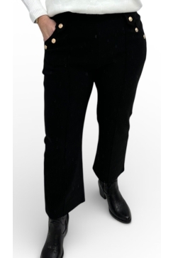 Petite broek met gouden knopen zwart (F810)