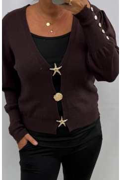 KORT vest met knopen op de mouw starfish bruin