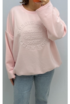 Sweater met 3D tekst lichtroze