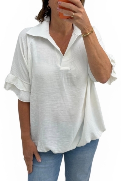 Blouse met korte volant mouw Kady off-white