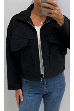 Jas/vest met kraag en en zakjes Vilke zwart