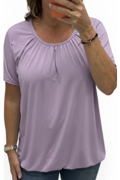 Basic ballon shirt TRAVELSTOF met korte mouw uni lila.BBT 