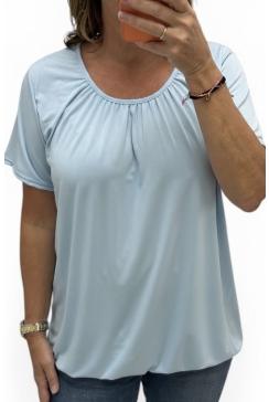 Basic ballon shirt TRAVELSTOF met korte mouw uni licht baluwBBT