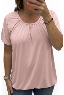 Basic ballon shirt TRAVELSTOF met korte mouw uni licht rozeBBT