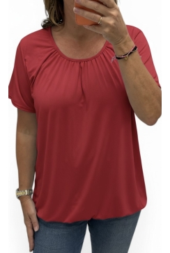 Basic ballon shirt TRAVELSTOF met korte mouw uni bordeaux bbt