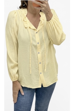 Blouse met plooien en koord Scarlett geel