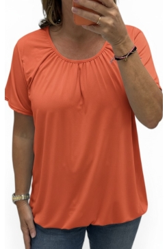 Basic ballon shirt TRAVELSTOF met korte mouw uni oranje.BBT