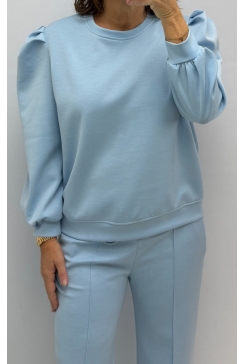 Sweater met pofmouw Michelle lichtblauw
