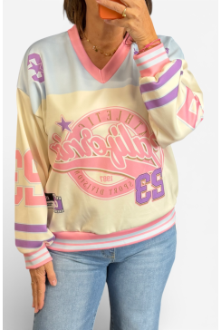 Sweater met v-hals California sports licht blauw