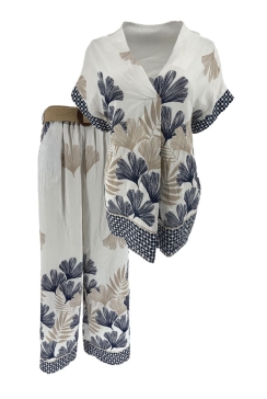 2-delig set met blouse en broek Rumi donker blauw SALE