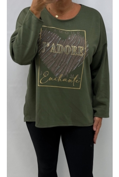 Shirt met lange mouw en strass J'adore army