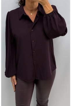 Blouse met knopen en lange mouw Tina aubergine