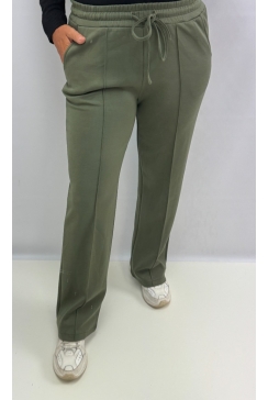 Broek van sweatstof met maten Rianna licht army (SWD)