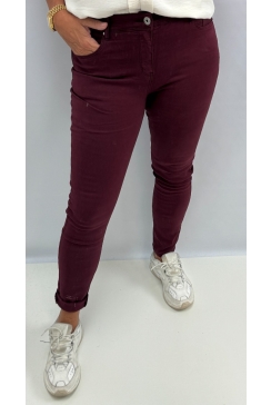 Goodies jeans met stretch in de taille bordeaux (Q628-6)
