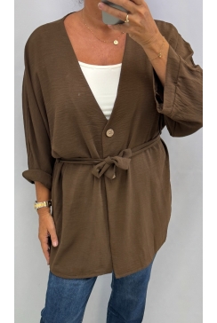 Blouse met koordje in de taille Claudia bruin