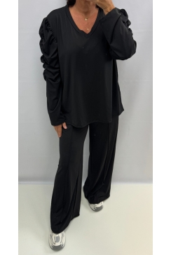 2-delig set van travelstof Paloma zwart