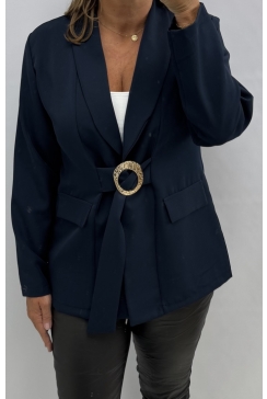 Blazer met koord en gesp Jessica donker blauw