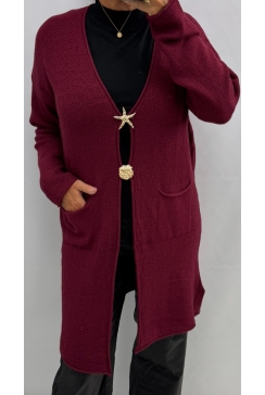 LANGER vest met zakjes starfish bordeaux