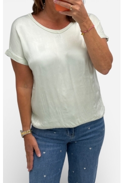Shirt met satijn-look voorzijde Livia licht groen