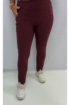 Soft broek met kraal details burgundy (AJS-10) (HY356)