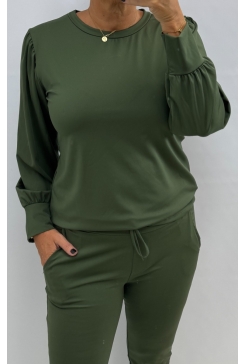 Travelstof shirt met lange mouw Karla army