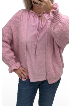 Zacht vest met ruches aan de mouw Kourtney licht roze