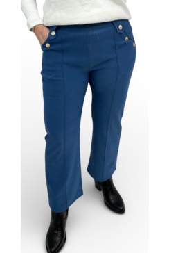 Petite broek met gouden knopen blauw (F810)
