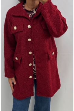 LANGERE jas Emily met knopen bordeaux