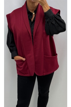 Mouwloos gilet met zakken Saartje bordeaux