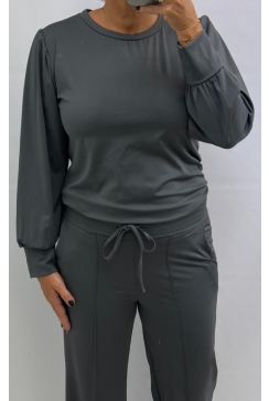 Travelstof shirt met lange mouw Karla antraciet