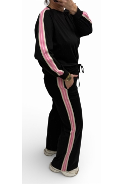 2-delig travelstof pak met bies Kimmie zwart (TVB)