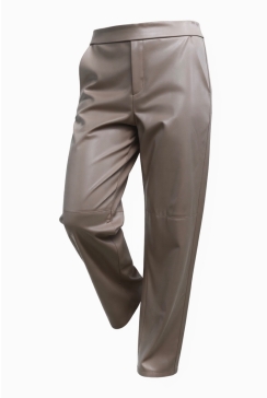 Leather-look broek met zakken Lilith taupe