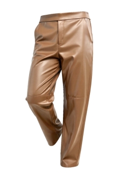 Leather-look broek met zakken Lilith camel