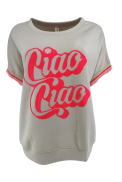 Sweatshirt met gekleurde bies Ciao Ciao beige SWD