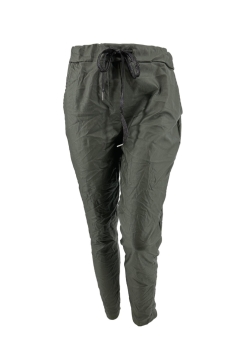 Leather-look jogg-jeans Salina army