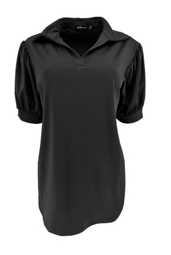 Travelstof shirt met kraag Wynona zwart. ttsb