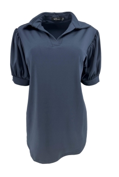 Travelstof shirt met kraag Wynona donker blauw. ttsb