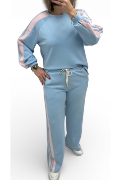 2-delig set met BREDE bies licht blauw