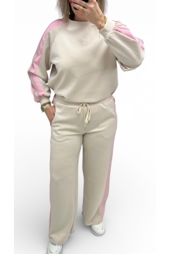 2-delig set met BREDE bies beige