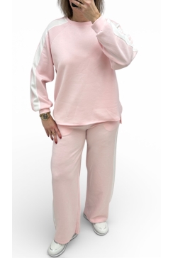 2-delig set met BREDE bies licht roze