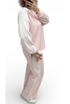 2-delig set met BREDE bies licht roze