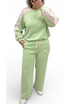 2-delig set met BREDE bies licht groen