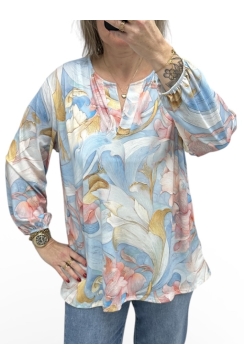 Shirt met lange mouw en opstaande boord Jony bloom blauw