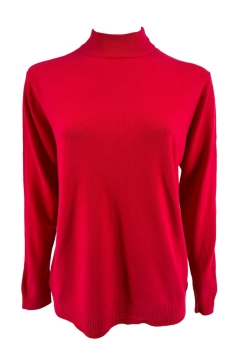 Fijngebreide trui met opstaande boord Laura rood (B-1112-10)