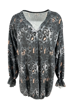 Blouse met V-hals en elastiek aan de onderzijde Julia PANTER grijs